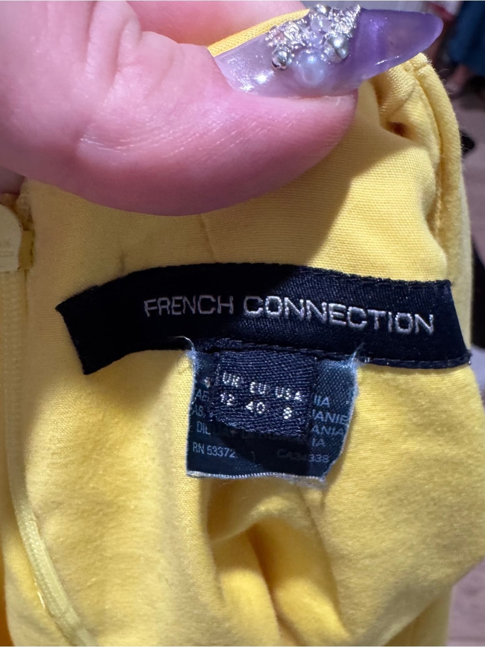 French Connection Yellow Fit & Flare Dress Size 8 V-Neck Cap Sleeve - Picture 10 of 11